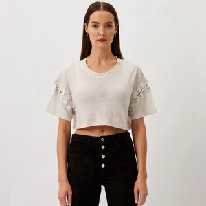 IRO Gray Scoop Neck Crop Tee